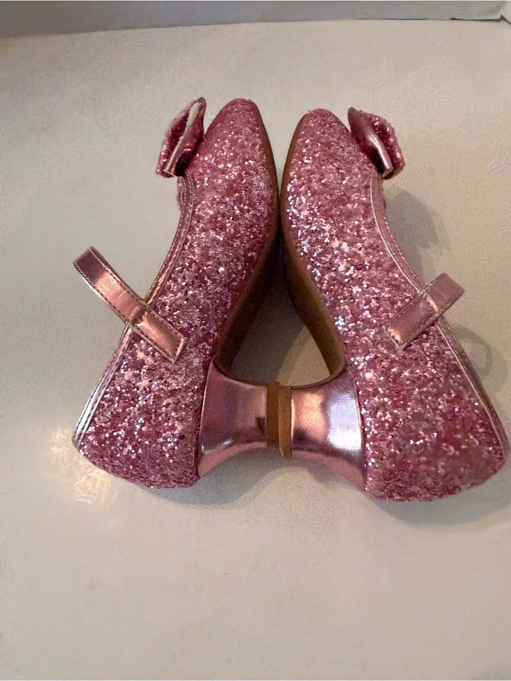 Pandaninjia Ruby Glitter Bow Mary Jane Pump Heels Little Girls 13 NEW